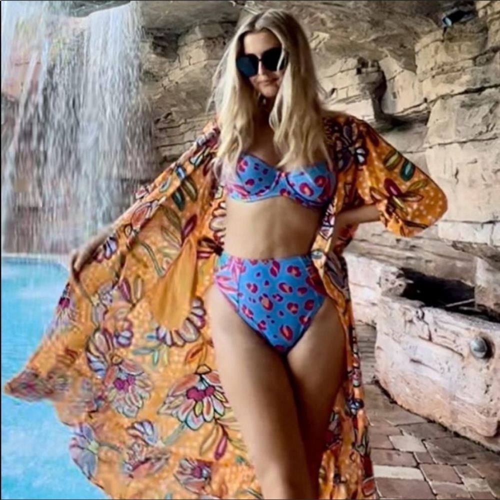 Tabitha Brown Tropical Leopard Print High Cut Bikini Bottoms